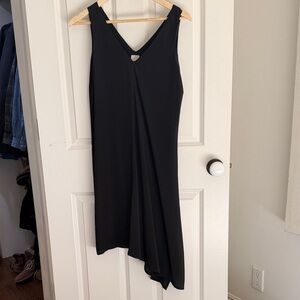 Ecru Asymmetrical Black Dress